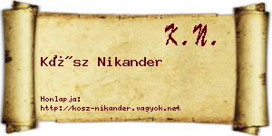 Kósz Nikander névjegykártya